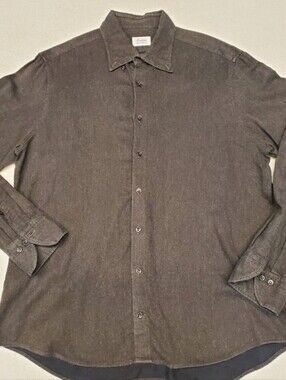 Stenströms Made to Measure Gray Cotton Twill Fitted Dress Shirt Size 42 MTM